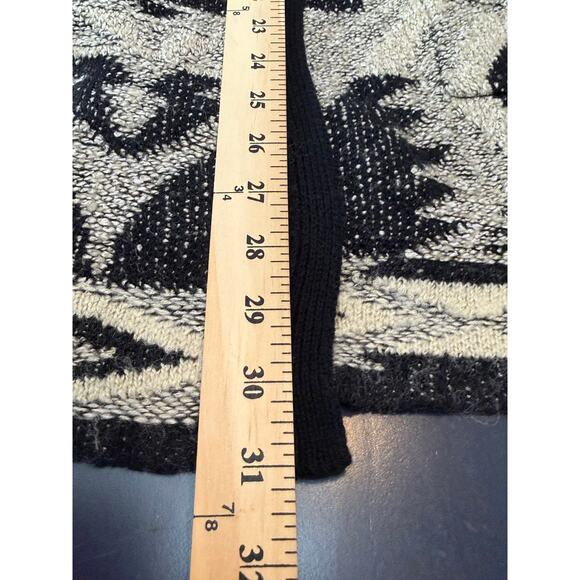 Lucky Brand Tribal Open Cardigan L Black Cream Long Sweater - Picture 8 of 9
